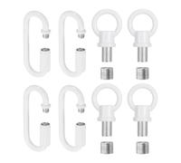 PATIKIL M10 Fine Thread Lamp Female Loop Holder with M12 Adapter Chain Quick Link, Lifting Eye Nut Hook Ring Structural Support to Chandelier, 44 lbs Load White Pack of 4