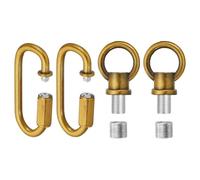 PATIKIL M10 Fine Thread Lamp Female Loop Holder with M12 Adapter Chain Quick Link, Lifting Eye Nut Hook Ring Structural Support to Chandelier, 88 lbs Load Gold Bronze Pack of 2
