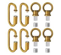 PATIKIL M10 Fine Thread Lamp Female Loop Holder with M12 Adapter Chain Quick Link, Lifting Eye Nut Hook Ring Structural Support to Chandelier, 44 lbs Load Gold Bronze Pack of 4