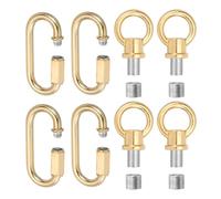PATIKIL M10 Fine Thread Lamp Female Loop Holder with M12 Adapter Chain Quick Link, Lifting Eye Nut Hook Ring Structural Support to Chandelier, 44 lbs Load Light Gold Pack of 4