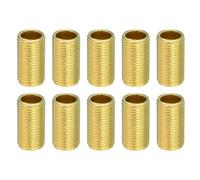 PATIKIL M10 Fine Thread Lamp Pipe, 10 Pack 15mm Threaded Hollow Tube Adapter Brass Coupler Connector Pipe Fitting