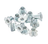 PATIKIL M10 T-Nuts, 12 Pcs Zinc Plated Steel 4-Pronged Tee Blind Nut 18 mm Length Four-jaw t Nuts Threaded Inserts Hardware for Wood Furniture Cabinetry Rock Climbing Holds