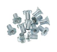 PATIKIL M10 T-Nuts, 12 Pcs Zinc Plated Steel 4-Pronged Tee Blind Nut 24 mm Length Four-jaw t Nuts Threaded Inserts Hardware for Wood Furniture Cabinetry Rock Climbing Holds