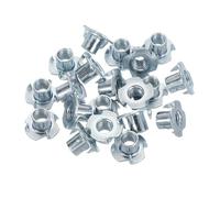 PATIKIL M10 T-Nuts, 20 Pcs Zinc Plated Steel 4-Pronged Tee Blind Nut 14 mm Length Four-jaw t Nuts Threaded Inserts Hardware for Wood Furniture Cabinetry Rock Climbing Holds
