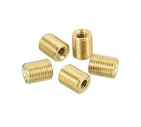 PATIKIL M10 to M5 Fine Thread Adapter Reducer Thread Reducing Nuts Insert, 5 Pack 12mm Threaded Hollow Tube Adapter Brass Coupler Connector Pipe Fitting
