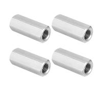 PATIKIL M10 x 1.25-Pitch 304 Stainless Steel Hex Coupling Nuts, 4Pcs 35mm / 1.4" Length Fully Threaded Rod Coupling Nut Studding Connector Fasteners, Silver Tone
