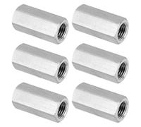 PATIKIL M10 x 1.25-Pitch 304 Stainless Steel Hex Coupling Nuts, 6Pcs 30mm/ 1.2" Length Fully Threaded Rod Coupling Nut Studding Connector Fasteners, Silver Tone