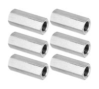 PATIKIL M10 x 1.25-Pitch 304 Stainless Steel Hex Coupling Nuts, 6Pcs 35mm/ 1.4" Length Fully Threaded Rod Coupling Nut Studding Connector Fasteners, Silver Tone