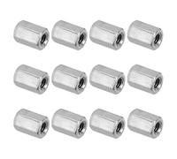 PATIKIL M10 x 1.5-Pitch 304 Stainless Steel Hex Coupling Nuts, 12Pcs 25mm/ 1" Length Coarse Fully Threaded Rod Coupling Nut Studding Connector Fasteners, Silver Tone
