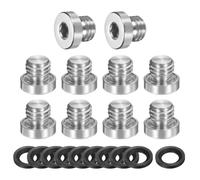 PATIKIL M10 x 1.5 Stainless Steel Pipe Plug 10 Pcs Metric Male Internal Hex Thread Socket Pipe Plug Hex Head Fitting with Rubber Washer for Sealing Water Oil Gas Pipeline