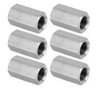 PATIKIL M10 x 1-Pitch 304 Stainless Steel Hex Coupling Nuts, 6Pcs 25mm/ 1" Length Fully Threaded Rod Coupling Nut Studding Connector Fasteners, Silver Tone