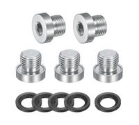 PATIKIL M10 x 1 Stainless Steel Pipe Plug 10 Pcs Metric Male Internal Hex Thread Socket Pipe Plug Hex Head Fitting with Rubber Washer for Sealing Water Oil Gas Pipeline