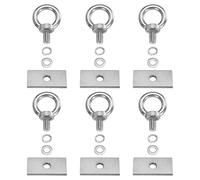 PATIKIL M10 x 17mm Eye Bolt Set, 6 Pcs 304 Stainless Steel Lifting Ring Threaded Shoulder Eyebolt with Nuts Spring & Flat Washers for Hanging Tie Down Straps Outdoor Indoor