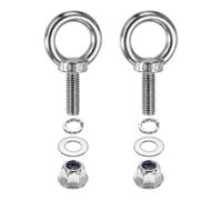 PATIKIL M10 x 30mm Shoulder Eye Bolt, 2 Pcs 304 Stainless Steel Lifting Ring Threaded Eye Bolt with Flange Lock Nuts Spring and Flat Washers for Hanging Tie Down Straps Outdoor Indoor
