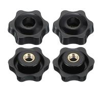PATIKIL M10 x 38mm Through Hole Knob Nut Screw, 4 Pcs Brass Screw-On Female Thread Knob Plastic Star Knobs Clamping Handles Threaded Hand Knobs Black