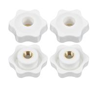 PATIKIL M10 x 38mm Through Hole Knob Nut Screw, 4 Pcs Brass Screw-On Female Thread Knob Plastic Star Knobs Clamping Handles Threaded Hand Knobs White