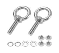 PATIKIL M10 x 40mm Eye Bolt, 2Pcs 304 Stainless Steel Thread Lifting Ring Set Shoulder Eyebolt with Lock Nuts Flat Washers for Hanging Hammocks Articles, Silver