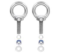 PATIKIL M10 x 40mm Lifting Shoulder Eye Bolt, 2Pcs 304 Stainless Steel Lifting Ring Threaded Eyebolt with Nuts Washers for Hanging Hammocks Articles
