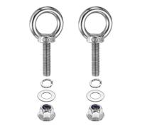 PATIKIL M10 x 40mm Shoulder Eye Bolt, 2 Pcs 304 Stainless Steel Lifting Ring Threaded Eye Bolt with Flange Lock Nuts Spring and Flat Washers for Hanging Tie Down Straps Outdoor Indoor