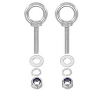 PATIKIL M10 x 50mm Eye Bolt with Nut, 2 Pack 304 Stainless Steel Lifting Shoulder Eyebolt Lift Thread Screws for Hanging, Silver