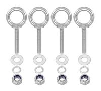 PATIKIL M10 x 50mm Eye Bolt with Nut, 4 Pack 304 Stainless Steel Lifting Shoulder Eyebolt Lift Thread Screws for Hanging, Silver