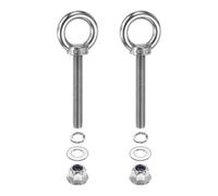 PATIKIL M10 x 70mm Shoulder Eye Bolt, 2 Pcs 304 Stainless Steel Lifting Ring Threaded Eye Bolt with Flange Lock Nuts Spring and Flat Washers for Hanging Tie Down Straps Outdoor Indoor