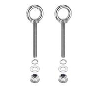 PATIKIL M10 x 80mm Shoulder Eye Bolt, 2 Pcs 304 Stainless Steel Lifting Ring Threaded Eye Bolt with Flange Lock Nuts Spring and Flat Washers for Hanging Tie Down Straps Outdoor Indoor