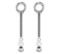PATIKIL M10 x 90mm Shoulder Eye Bolt, 2 Pcs 304 Stainless Steel Lifting Ring Threaded Eye Bolt with Flange Lock Nuts Spring and Flat Washers for Hanging Tie Down Straps Outdoor Indoor