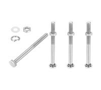 PATIKIL M10x100mm Hex Bolt with Nuts Flat Spring Lock Washers, 4 Set Stainless Steel Hexagon Screw Bolts Partial Coarse Thread Metric Bolt Assortment Kit