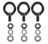 PATIKIL M10x18mm Lifting Shoulder Eye Bolt, 3Pcs 304 Stainless Steel Lifting Ring Threaded Eyebolt with Hex Lock Nut/Lock Washer/Flat Washer for Hanging Hammocks Articles, Black