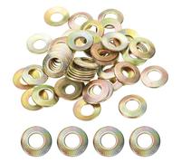 PATIKIL M10x22x1.5mm Flat Washers 50Pcs 65Mn Steel Belleville Spring Disc Washer Conical Knurled Metric Gasket for Automotive Industrial Construction (Yellow Zinc Plating)