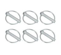 PATIKIL M10x50 mm Tractor Lynch Pin with Ring, 6 Pcs Heavy Duty Assortment Kit Lock Pin Clips for Tractors Trailer Farm Trucks Mowers, Silver Tone