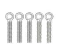 PATIKIL M10x57mm Lifting Shoulder Eye Bolts, 5 Pcs Machinery Shoulder Lifting Screw Bolt 304 Stainless Steel Threaded Screw Eyebolt for Lifting Hanging Valves Fasteners, Silver