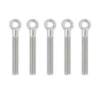 PATIKIL M10x77mm Lifting Shoulder Eye Bolts, 5 Pcs Machinery Shoulder Lifting Screw Bolt 304 Stainless Steel Threaded Screw Eyebolt for Lifting Hanging Valves Fasteners, Silver