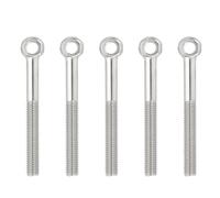 PATIKIL M10x97mm Lifting Shoulder Eye Bolts, 5 Pcs Machinery Shoulder Lifting Screw Bolt 304 Stainless Steel Threaded Screw Eyebolt for Lifting Hanging Valves Fasteners, Silver