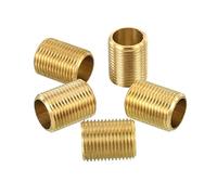 PATIKIL M12 Fine Thread Lamp Pipe, 5 Pack 15mm Threaded Hollow Tube Adapter Brass Coupler Connector Pipe Fitting