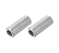 PATIKIL M12 Round Connector Nuts, 2 Pcs 0.71"OD x 1.77"H 304 Stainless Steel Round Knurled Thumb Coupling Nut Sleeve Threaded Rod Bar Stud Tube Hardware Fastener for Camera Lamp Bracket