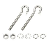PATIKIL M12 Stainless Steel Eye Bolt, 2 Set Hook Eyelet Bolts Long Shank Threaded with Nut and Washers for Construction Swing Boat Yoga Hanging Bridge Ship Automobile, Silver