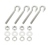 PATIKIL M12 Stainless Steel Eye Bolt, 4 Set Hook Eyelet Bolts Long Shank Threaded with Nut and Washers for Construction Swing Boat Yoga Hanging Bridge Ship Automobile, Silver
