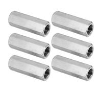 PATIKIL M12 x 1.25-Pitch 304 Stainless Steel Hex Coupling Nuts, 6Pcs 50mm/ 2" Length Fully Threaded Rod Coupling Nut Studding Connector Fasteners, Silver Tone