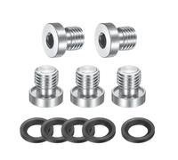PATIKIL M12 x 1.25 Stainless Steel Pipe Plug 5 Pcs Metric Male Internal Hex Thread Socket Pipe Plug Hex Head Fitting with Rubber Washer for Sealing Water Oil Gas Pipeline
