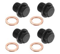 PATIKIL M12 x 1.5mm Metric Pipe Plug Fitting, 2 Pcs Outer Hex Head Socket Flange Male Thread Pipe Cap Adapter Connector with Copper Washer for Sealing Oil Gas Water