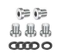 PATIKIL M12 x 1.75 Stainless Steel Pipe Plug 5 Pcs Metric Male Internal Hex Thread Socket Pipe Plug Hex Head Fitting with Rubber Washer for Sealing Water Oil Gas Pipeline