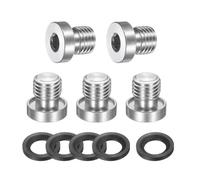 PATIKIL M12 x 1 Stainless Steel Pipe Plug 5 Pcs Metric Male Internal Hex Thread Socket Pipe Plug Hex Head Fitting with Rubber Washer for Sealing Water Oil Gas Pipeline