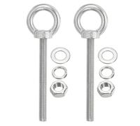 PATIKIL M12 x 100mm Lifting Shoulder Eye Bolt, 2Pcs 304 Stainless Steel Lifting Ring Threaded Eyebolt with Nuts Washers for Hanging Hammocks Articles