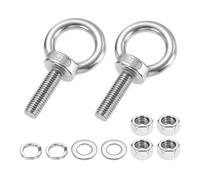 PATIKIL M12 x 40mm Eye Bolt, 2Pcs 304 Stainless Steel Thread Lifting Ring Set Shoulder Eyebolt with Lock Nuts Flat Washers for Hanging Hammocks Articles, Silver