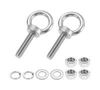 PATIKIL M12 x 50mm Eye Bolt, 2Pcs 304 Stainless Steel Thread Lifting Ring Set Shoulder Eyebolt with Lock Nuts Flat Washers for Hanging Hammocks Articles, Silver