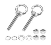PATIKIL M12 x 70mm Eye Bolt, 2Pcs 304 Stainless Steel Thread Lifting Ring Set Shoulder Eyebolt with Lock Nuts Flat Washers for Hanging Hammocks Articles, Silver