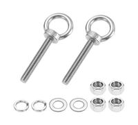 PATIKIL M12 x 80mm Eye Bolt, 2Pcs 304 Stainless Steel Thread Lifting Ring Set Shoulder Eyebolt with Lock Nuts Flat Washers for Hanging Hammocks Articles, Silver