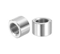 PATIKIL M12x1.25mm Pitch 304 Stainless Steel Round Coupling Nuts, 2 Pcs 12mm / 0.47" Length Metric Fine Thread Connector Sleeve Rod Bar Stud Fully Threaded Nut Fasteners, Silver Tone